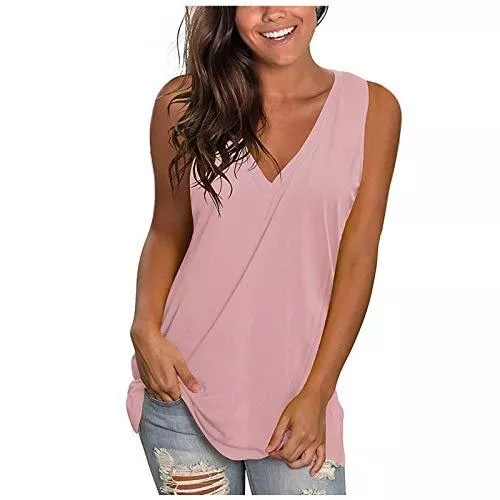 KOG Ärmellose Blusen Bluse Damen Elegant ärmellose t-Shirt Crop Tops Shirt Mädchen Weiß Oberteile Frauen Schwarz Kleidung Frau Grau Sommer Shirts Top Damen V-Ausschnitte Tshirt Casual Rundhals Klamotten Teenager Mädchen