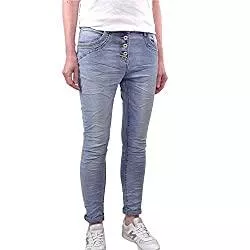 Jewelly Jeans Jewelly Damen Boyfriend Stretch Jeans| Denim Hose für Frauen| 5-Pocket Bagggy Pants