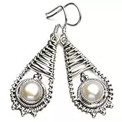 STARGEMS Schmuck StarGems 925er Sterling Silber River Pearl Einzigartig Handgefertigt Ohrringe 4,45cm River Beige R1953