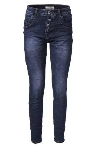 Jewelly Jeans Jewelly Damen Jeans Stretch Jeans| Five-Pocket-Jeans Boyfriend -Cut - im Crash-Look