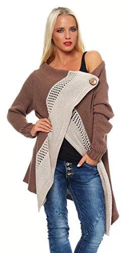Mississhop Strickjacken Mississhop Cardigan Jacke Strick Sweatshirt Pullover Strickjacke Überwurf Einheitsgröße 36 38 40 S M L 4 Farben