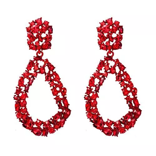 EVER FAITH Schmuck EVER FAITH Damen Ohrringe Kristall Open Hoop Oval Drop Statement Ohrhänger