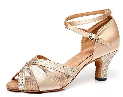 MINITOO High Heels MINITOO Damen Latin Salsa Ankle Strap Satin Tanzschuhe Abendschuhe L189