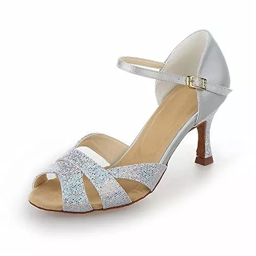 JIA JIA High Heels JIA JIA Y2054 Damen Sandalen Ausgestelltes Heel Super-Satin mit Pailletten Latein Tanzschuhe