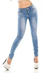 Trendstylez Jeans Trendstylez Damen Slim Fit Stretch Push Up Röhren Skinny Jeans Middle Waist Stone Washed J22092
