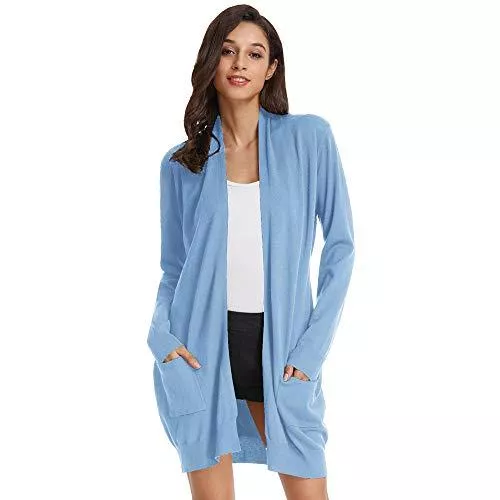 GRACE KARIN Strickjacken GRACE KARIN Damen Strickjacke Langarm Offene Strickmantel Lang Casual High Stretchy Cardigan mit Taschen