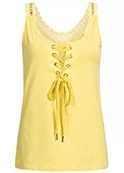 Styleboom Fashion Tops Styleboom Fashion® Damen Shirt Crochet Lace Up Tank Top gelb