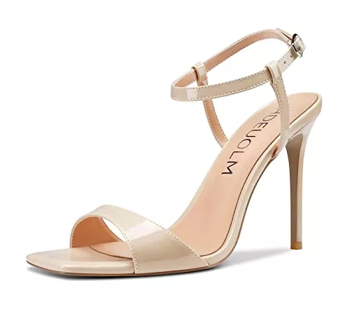 HDEUOLM Sandalen & Slides HDEUOLM Damen Stiletto Hoher High Absatz Heel Peep Open Eckige Zehenkappe Sandalen Knöchelriemen Slingback Schuhe Hochzeit Party Clear