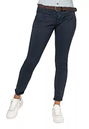 Urban Surface Hosen Urban Surface Damen Chino Stoff-Hose mit Flecht-Gürtel