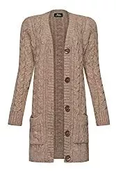 Mikos Strickjacken Mikos Damen Cardigan Lang Elegant Strickjacke Wolle Langarm Strickmantel Mantel Frühling/Winter/Herbst (535)