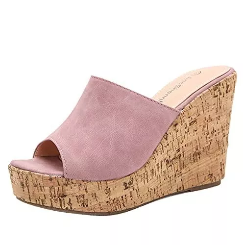 COOLCEPT Sandalen & Slides COOLCEPT Damen Peep Toe Wedge Pantoletten Sandalen Plattform Sandalen Anziehen