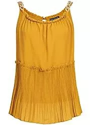 Styleboom Fashion Tops Styleboom Fashion® Damen Shirt Plissee Chiffon Top 2-lagig senf gelb
