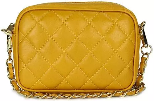 Belli Taschen & Rucksäcke Belli italienische Echt Nappa Leder Abendtasche Damentasche kleine Umhängetasche zum Ausgehen gesteppt - 18x13x7 cm (B x H x T)