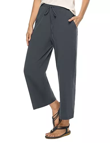 Totatuit Hosen Totatuit Damen Leinenhose Sommerhosen Leicht Lang Elegant Locker Strandhose Hosen Sommer Casual Basic Hose Einfarbig Loose Freizeithose Bequeme Atmungsaktive Leinenhose