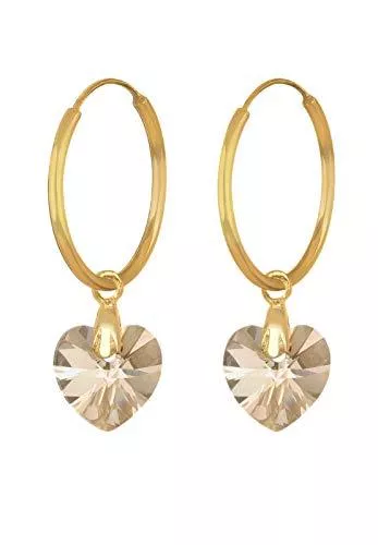 Elli Schmuck Elli Ohrringe Damen Creole Herz Liebe mit Kristalle in 925 Sterling Silber vergoldet