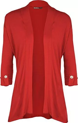 WearAll Strickjacken WearAll - Damen Übergröße Kurzarm knopf offen Cardigan Top - 8 Farben - Größe 40-54