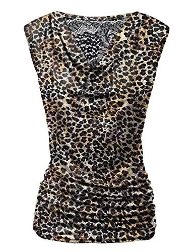 Pinspark Ärmellose Blusen Pinspark Elegante Oberteile Damen Falten Tops Ärmellos Shirt V-Ausschnitt Bluse Stretch Tunika