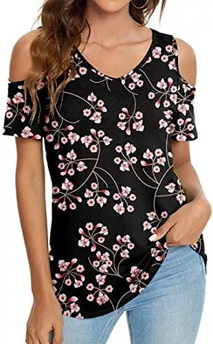 PANOZON Kurzarmblusen PANOZON Damen schulterfrei Tanktop Rundhals Frauen Tunika Oversize Top Bluse Sommer Shirts