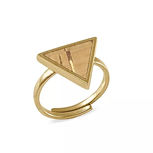KAALEE Schmuck KAALEE® Dreieck Ring Gold Verstellbar mit Kork | 18 Karat Gelbgold plattiert | Statement Ring Größe 50-62 - Nachhaltiger Schmuck 100% Made in Germany - Geschenk-Box inklusive