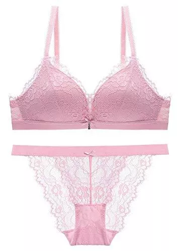 SHEKINI Unterwäsche & Dessous SHEKINI Damen Dessous Set aus Spitze BH und Slip Bralette ohne Bügel Nicht Abnehmbare Träger Soft Lace Panty Weich Bequeme Lingerie mit Hakenverschluss