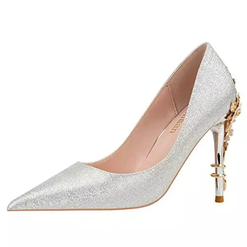 JOEupin High Heels JOEupin High Heels Damen-Pumps mit spitzem Zehenbereich, Satin-Pumps mit Stiletto-Absatz, Braut-Partykleid, Abend- und Hochzeitsschuhe für Damen