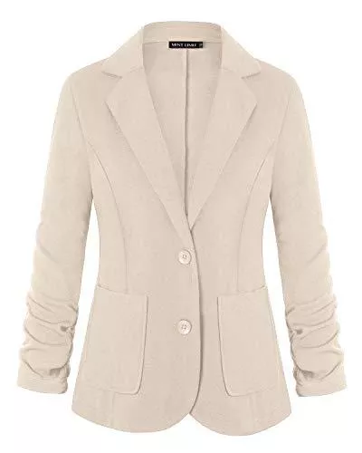 MINTLIMIT Blazer MINTLIMIT Damen Casual Arbeit Büro Blazer Seitentaschen Knopf 3/4 Ärmel Suits Jackes