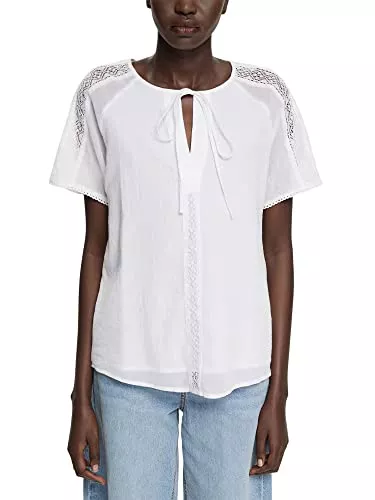 ESPRIT Kurzarmblusen ESPRIT Bluse mit Spitze