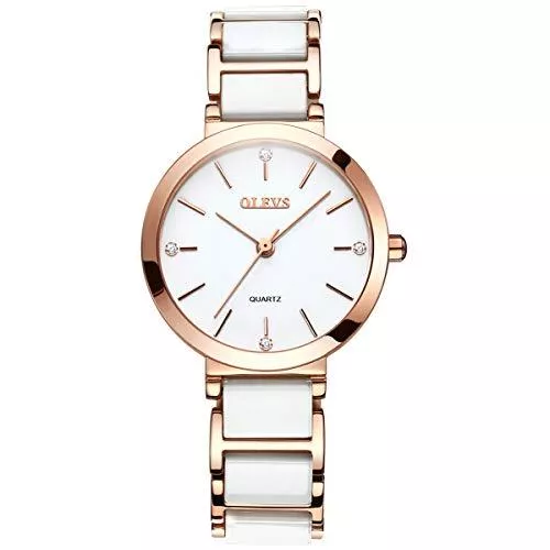 Allskid-Uhren Uhren Damen Uhren, Allskid Minimalistisch Wählen Strass Dekor Stehlen und Keramik Uhrenarmband Analog Quarz Frau Armbanduhr