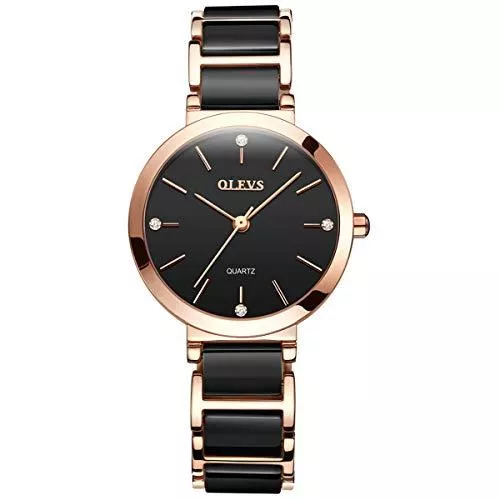 Allskid-Uhren Uhren Damen Uhren, Allskid Minimalistisch Wählen Strass Dekor Stehlen und Keramik Uhrenarmband Analog Quarz Frau Armbanduhr