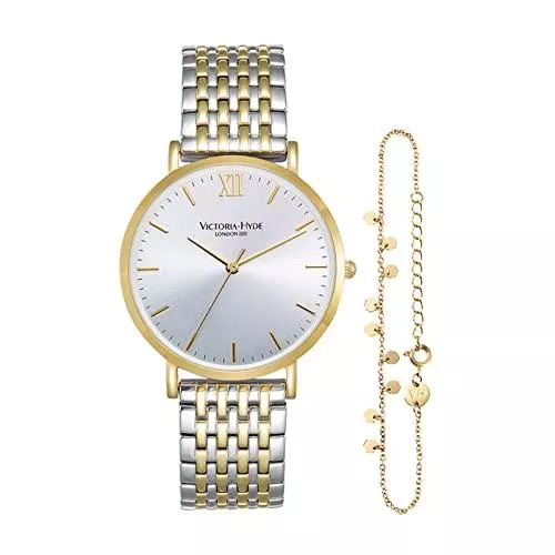 VICTORIA HYDE Uhren VICTORIA HYDE Damen Uhren Gold Analog Quarz Damenuhr Edelstahl Wasserdicht Armbanduhr Set mit Armreif