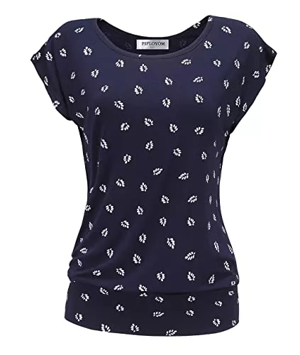 FSFLOYOM T-Shirts FSFLOYOM Damen T-Shirt Rundhals Oberteile Kurzarm Basic Tee Aufdruck Longshirt Bluse Tops