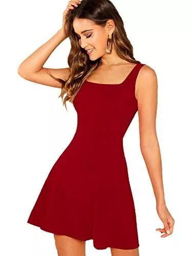 DIDK Freizeit DIDK Damen Ärmellos Kleider Camisole Minikleider Einfarbig A Linie Sommerkleid Elegant