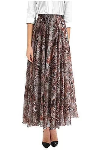 KELAND Röcke keland Damen Elastisch Leopard Drucken Aquarell Maxi Rock Kleid Mit Hoher Taille