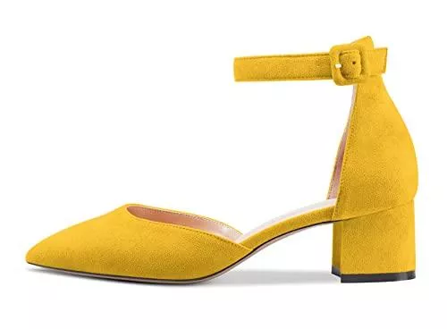 Castamere High Heels Castamere Damen Chunky Blockabsatz Niedrige Absatz Heel Spitze Zehenkappe Knöchelriemen Pumps Cute Dress 5 cm Heels Sandalen