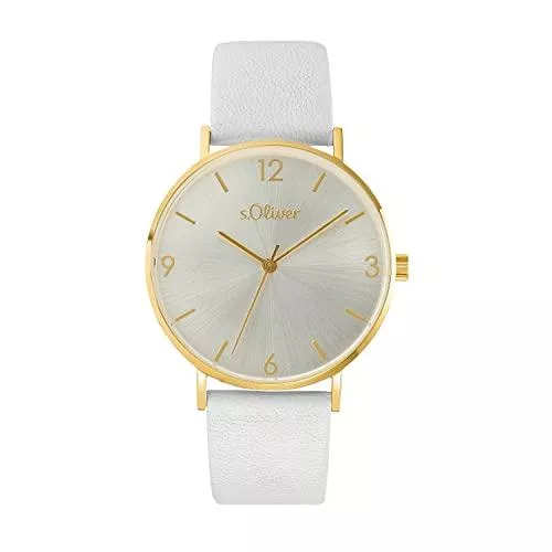 s.Oliver Uhren s.Oliver Armbanduhr Damen Quarzuhr Analog, mit Leder Armband, Wasserdicht, Kommt in Uhren Geschenk Box
