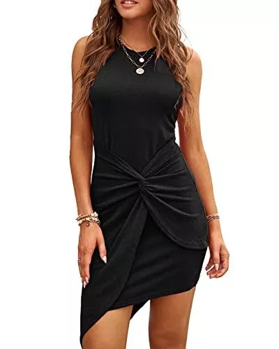 JayscreateEU Freizeit JayscreateEU Damen Kleid Sommer Elegantes Kleid Festlich Knielanges Kleid Party Ärmelloses Kleid Business Freizeitkleid Bleistiftkleid Bodycon Kleid Rundhals Kurzer Kleid