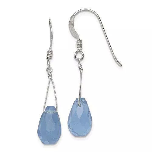 Diamond2Deal Schmuck Ohrringe Sterling-Silber 925 blauer Quarz Kristall