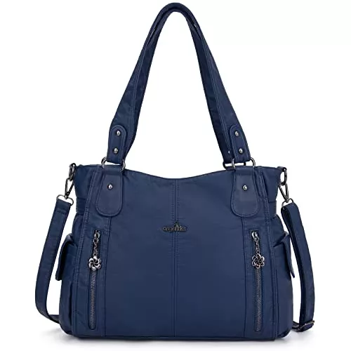 ZOCAI Taschen & Rucksäcke ZOCAI AngelKiss Handtasche Damen Schultertasche Multifunktionale Umhängetaschen Gewaschenes Veganes Leder Wasserdicht mit Reißver Schlusstaschen