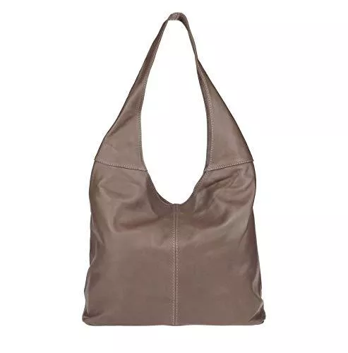 ITALYSHOP24-COM Taschen & Rucksäcke OBC Made in Italy Damen Leder Tasche Shopper Schultertasche Umhängetasche Handtasche Beuteltasche Hobo Bag Ledertasche Nappaleder