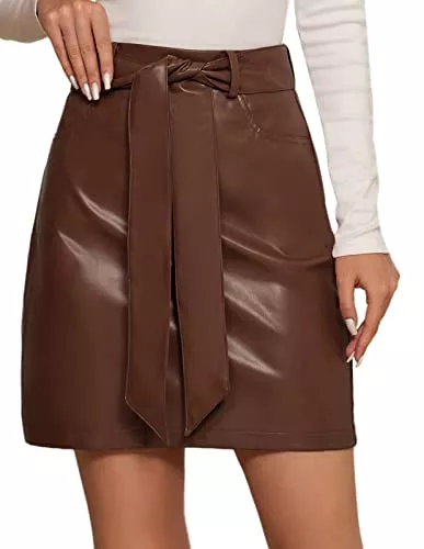 LIUMILAC Röcke LIUMILAC Damen Elegant Rock Hohe Taile Rock PU Mini Rock Bodycon Bleistiftrock Party Rock