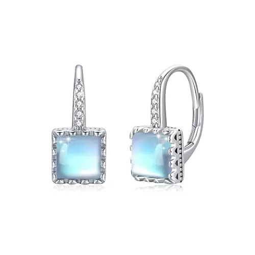MEDWISE Schmuck Mondstein Ohrringe 925 Sterling Silber Mondstein Ohrstecker Leverback Ohrringe Tropfen Ohrringe Creolen Hypoallergen Ohrringe Regenbogen Mondstein Schmuck Geschenke für Frauen Mädchen Tochter