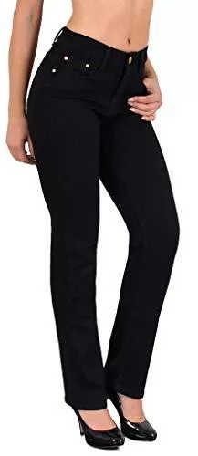 ESRA Jeans ESRA Damen Jeans Hose Damen High Waist Jeanshose Straight Leg Hochbund Hosen bis Übergröße G300