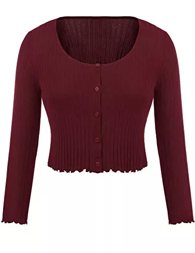 Totatuit Strickjacken Totatuit Damen Shrugs Open Front Bolero Cardigan Langarm Leichter Strick Button Short Cardigan Kurze Pullover Tops
