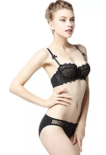 Nature Unterwäsche & Dessous Nature Damen Dünnn Transparenten Spitzen Balconette BH Set