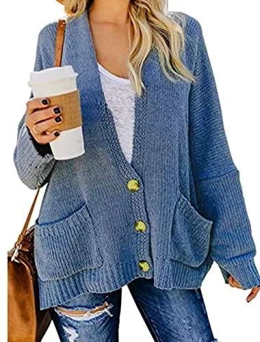 Hormtaer Strickjacken Hormtaer Pullover Damen Cardigan Casual Oversize Strickpullover Langarm Strickjacke Oberteil Coat
