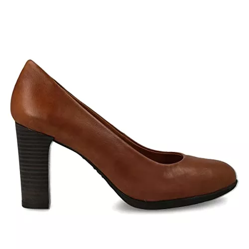 PAYMA High Heels PAYMA - Damen Leder Schuhe Pumps mit Integrierter Gel Einlegesohle. Kleidschuhe Breiter Absatz in 3 Höhen: High Medium und Low. Schwarz, Blau, Rot und Braun