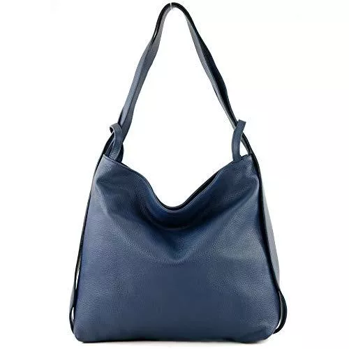 modamoda de Taschen & Rucksäcke modamoda de - T192 - ital. Damen Rucksacktasche 2in1 aus Leder