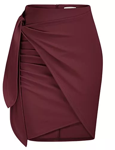 LIUMILAC Röcke LIUMILAC Damen Hohe Taille Rock Bleistift Knielang Kunstleder mit Schlitz Clubwear Party Rock