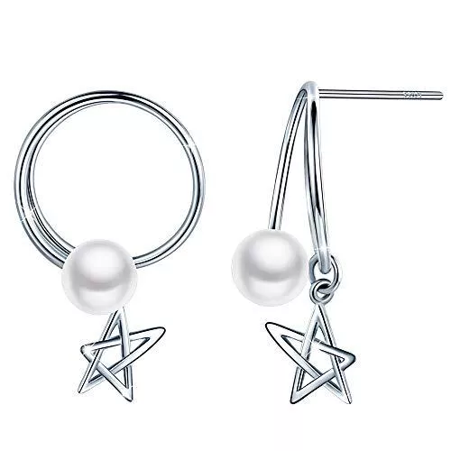 Yumilok Schmuck Yumilok 925 Sterling Silber Perlen Sterne Ringe Ohrstecker Ohrringe Ohrhänger Hypoallergen Ohrschmuck für Damen Mädchen