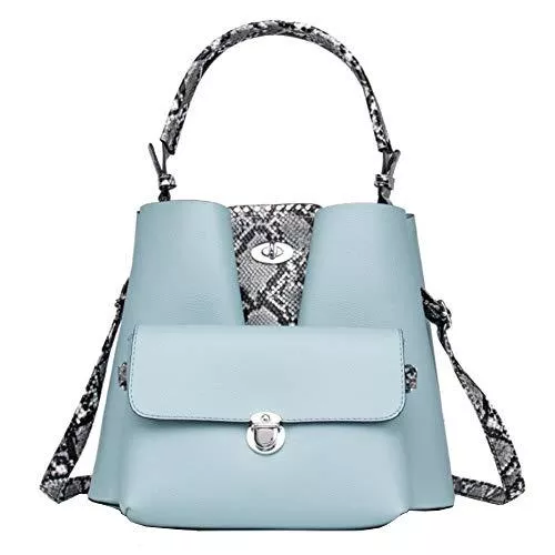 FiveloveTwo Taschen & Rucksäcke FiveloveTwo Mode Damen 2 Stück Umhängetasche Schultertasche Henkeltaschen Schlangenmuster Nähen Handtasche Shopper Taschen Geldbörse Shoulder Bag Hellblau